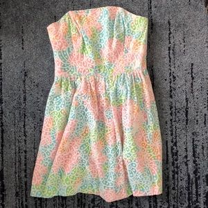 Vineyard Vines Colorful Lace Strapless Dress